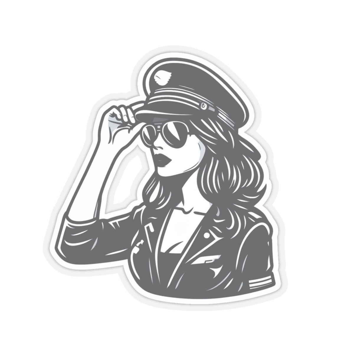 Stickers - B&W woman pilot