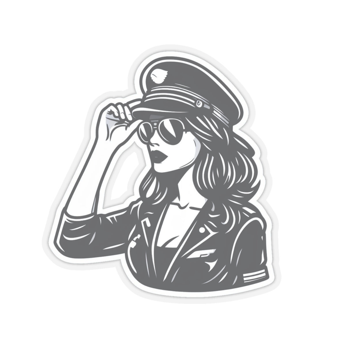 Stickers - B&W woman pilot