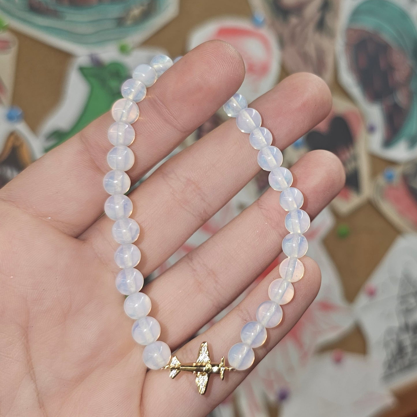 Opalite Bracelet w/ Airplane Charm (Peace & Tranquility)