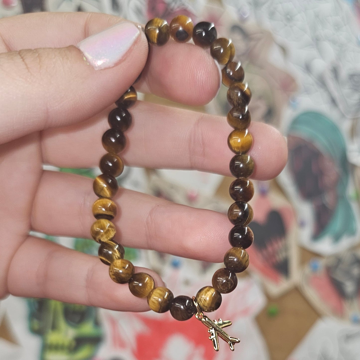 Tiger's Eye Bracelet w/ Airplane Charm (Confidence)