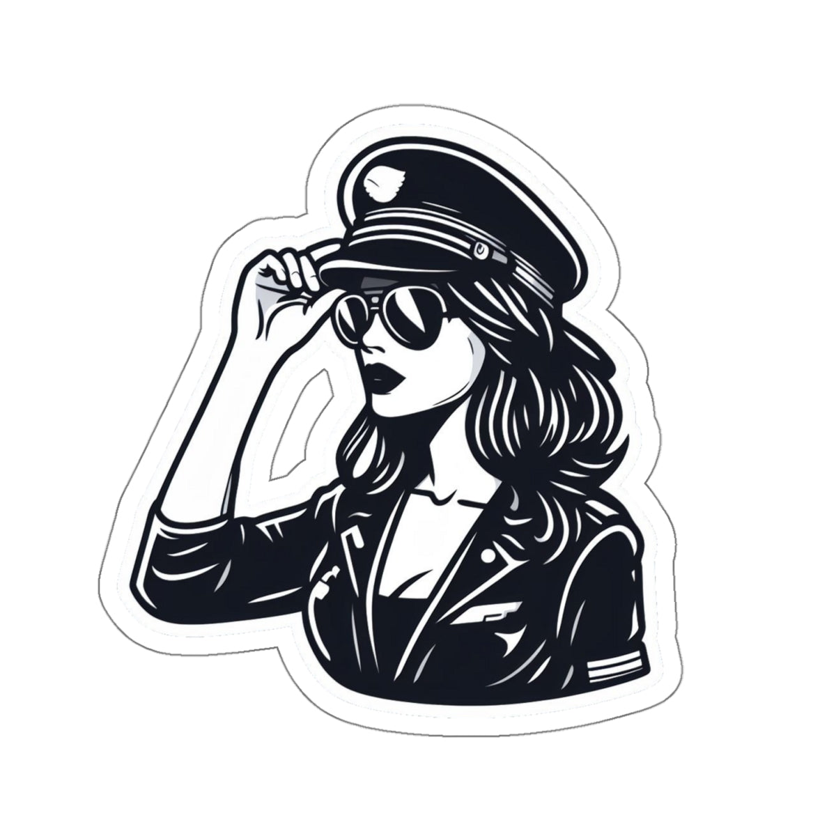 Stickers - B&W woman pilot