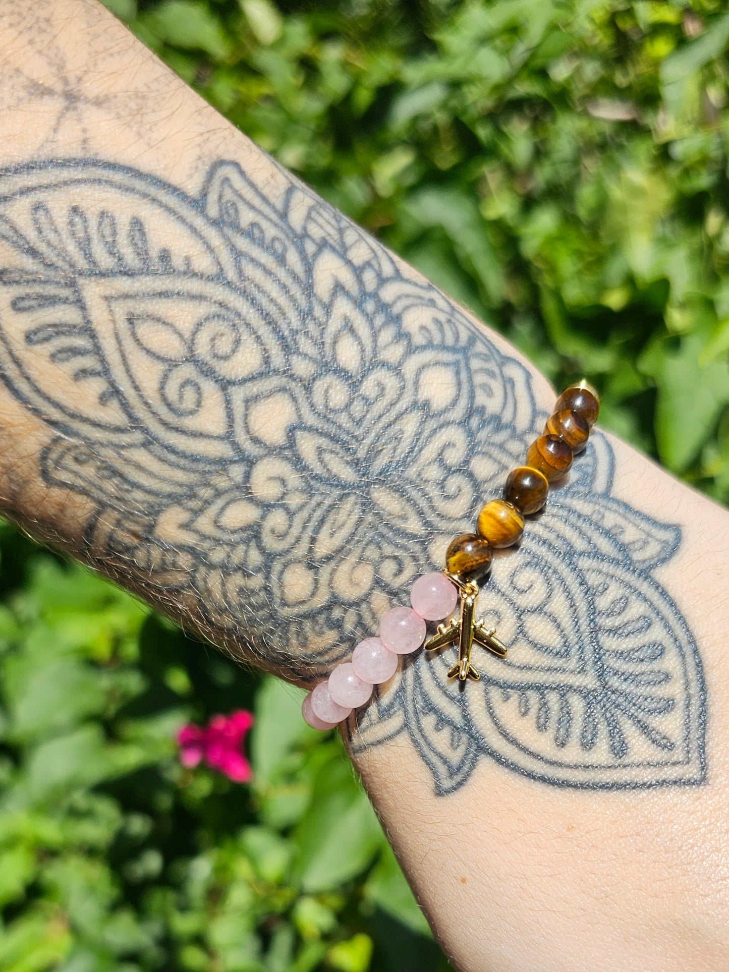 Protection Bracelet w/ Gold Airplane Charm