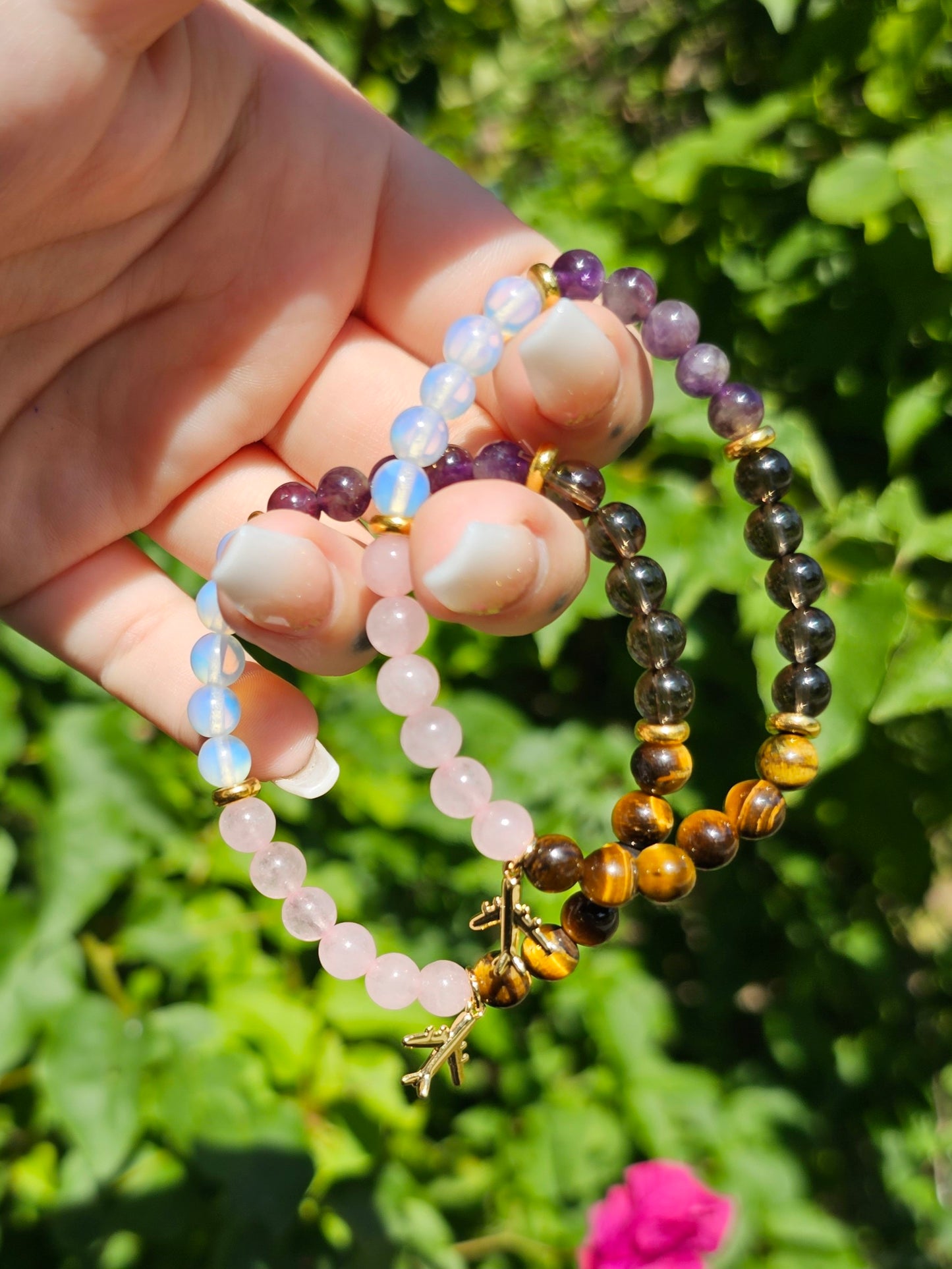 Protection Bracelet w/ Gold Airplane Charm